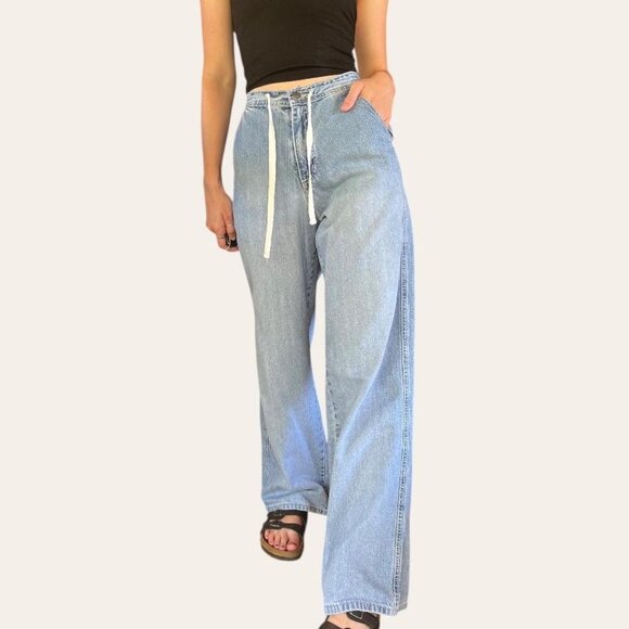 Maurice's 90s vintage baggy drawstring straight leg boyfriend jeans - Picture 2 of 7